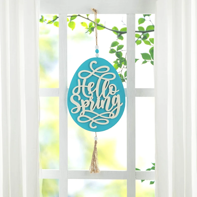 Glitzhome® 17" Easter Wooden Eggs Door Hanger Set