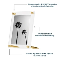 Wexel Art Clear Acrylic Tabletop Floating Picture Frame with Gold Hardware