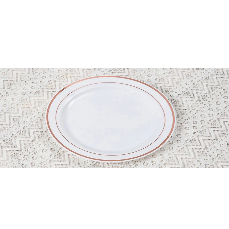 7.5" Rose Gold & White Plastic Plates by Celebrate It™, 10ct.