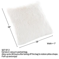Hastings Home White Faux Fur Shag Pillows, 2ct.