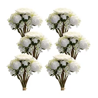16.75" White Peony & Hydrangea Floral Bouquets, 6ct.