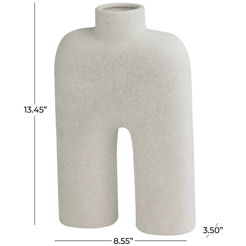 The Novogratz 13" Arched Abstract White Ceramic Vase