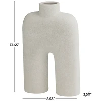 The Novogratz 13" Arched Abstract White Ceramic Vase