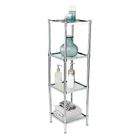 Organize It All Free Standing 4-Tier Glass Shelf Tower 