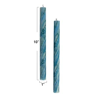 Hello Honey® 10" Blue Marbled Unscented Taper Candles, 2ct.