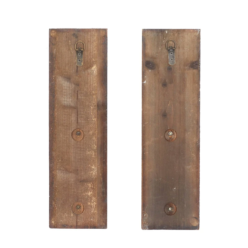 Set of 2 Brown Wood Rustic Wall Sconce, 6" x 19"