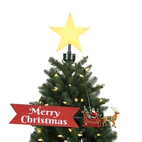 Santa's Sleigh Believe Banner Animated Christmas Tree Topper