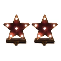 Glitzhome® 7" Marquee LED Star Stocking Holder Set
