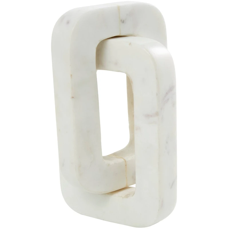 White Marble Geometric 2 Link Chain Sculpture Décor
