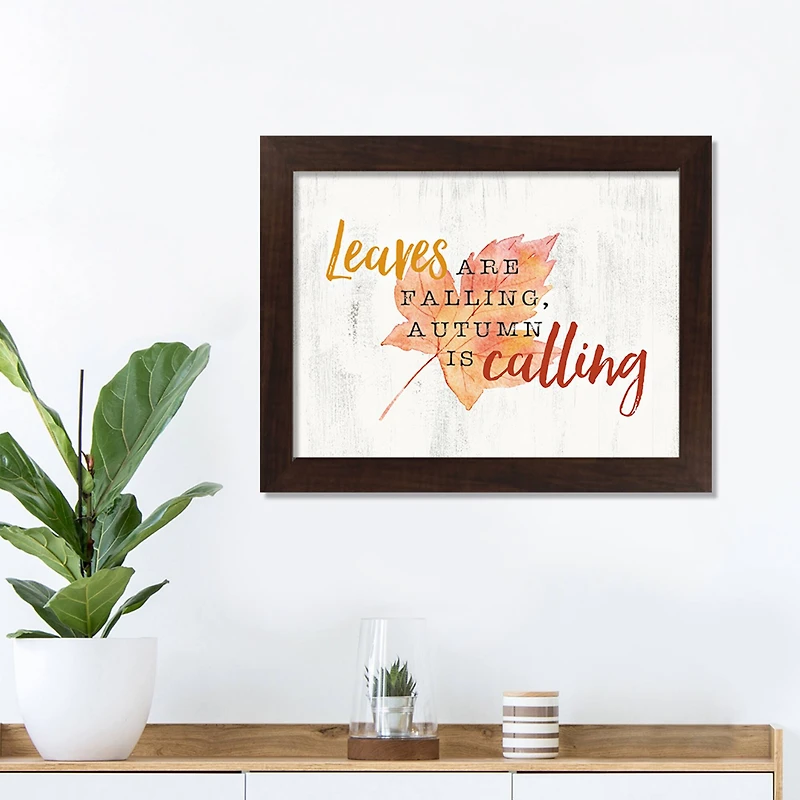 Leaves Fall Wall Accent in Walnut Frame