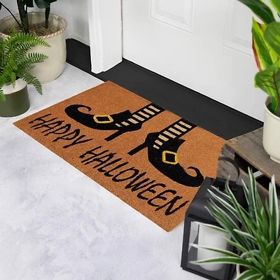 Wicked Witch Shoes "Happy Halloween" Coir Doormat, 18" x 30"