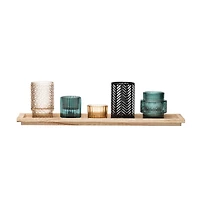 Hello Honey® Embossed Glass & Metal Tealight & Votive Holders On Rectangle Wood Tray Set, 6ct.