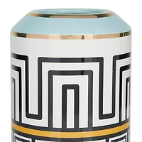 Teal Stoneware Modern Vase, 9" x 6" x 6"