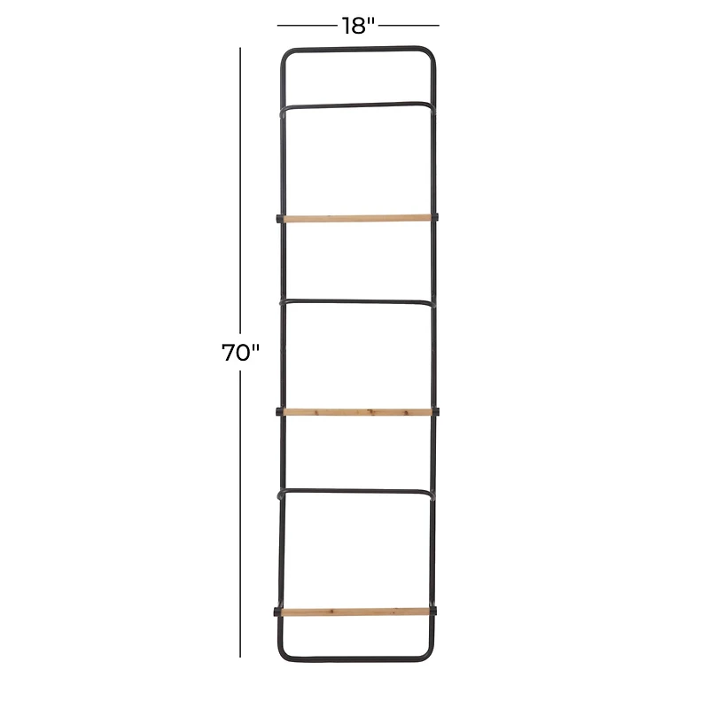 Black Metal Wall Mounted 6 Rack Magazine Holder