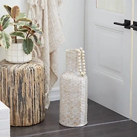 White Bamboo Tall Woven Floor Vase 8" x 8" x 22"