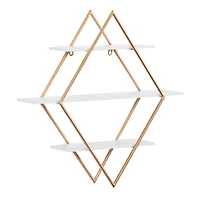 20" Gold Wood Glam Wall Shelf Set