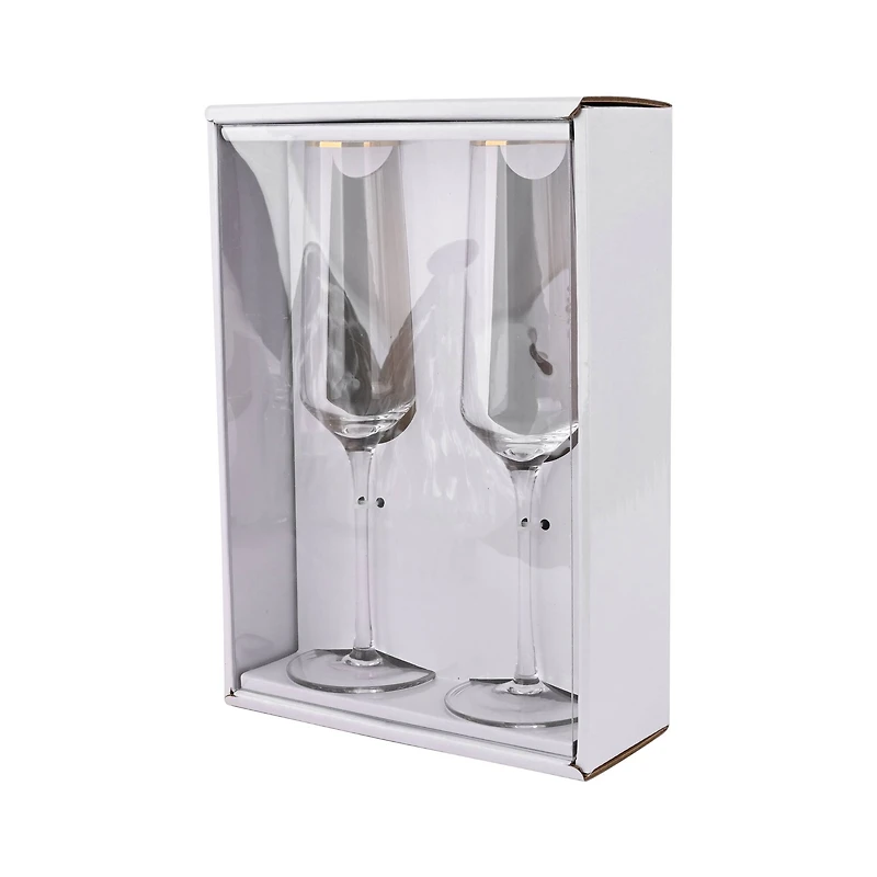 6oz. Clear Flute Glasses with Gold Rim, 2ct. by Celebrate It™