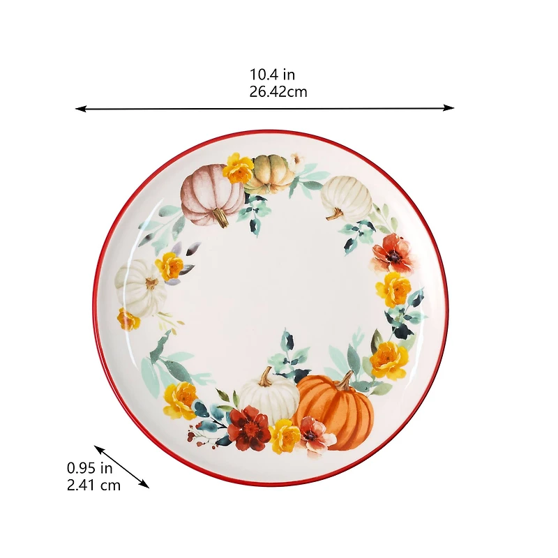 10.5" Pumpkin & Fall Florals Dinner Plate by Ashland®