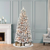 6ft. Pre-Lit Flocked Carson Pine Artificial Christmas Tree, Clear Lights