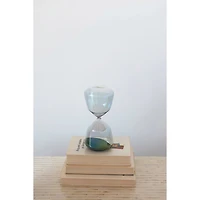 Hello Honey® 8.5" Iridescent Finish Glass Hourglass with Black Sand