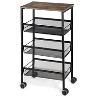 Black Rustic 3-Tier Metal Wire Storage Kitchen Cart on Wheels
