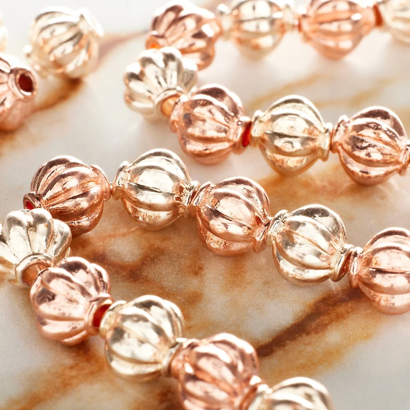 12 Pack:  Gold & Rose Gold Shiny Metal Bicone Beads, 8mm by Bead Landing™