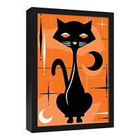 Mid Mod Black Cat Black Framed Canvas Wall Art