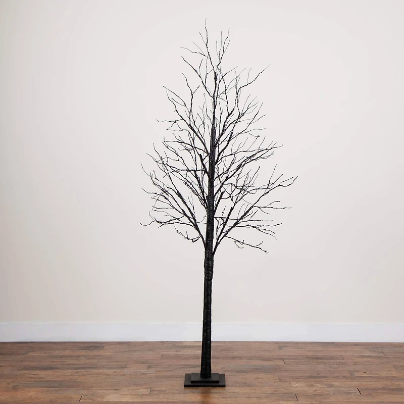 7ft. Pre-Lit Halloween Black Twig Artificial Tree with 390 Orange & Purple LED Lights