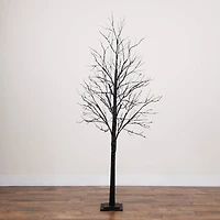 7ft. Pre-Lit Halloween Black Twig Artificial Tree with 390 Orange & Purple LED Lights