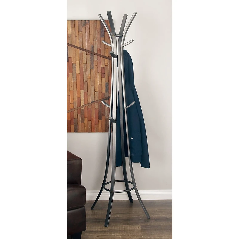 Dark Grey Metal Industrial Coat Rack, 70" x  23" x  23"