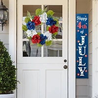 Glitzhome® 22" Red, White & Blue Hydrangea Wreath