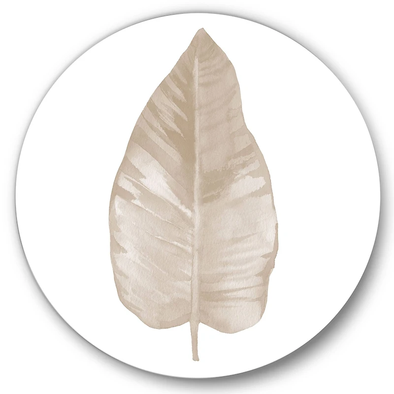 Designart - Dried Leaf Plant Beige On White