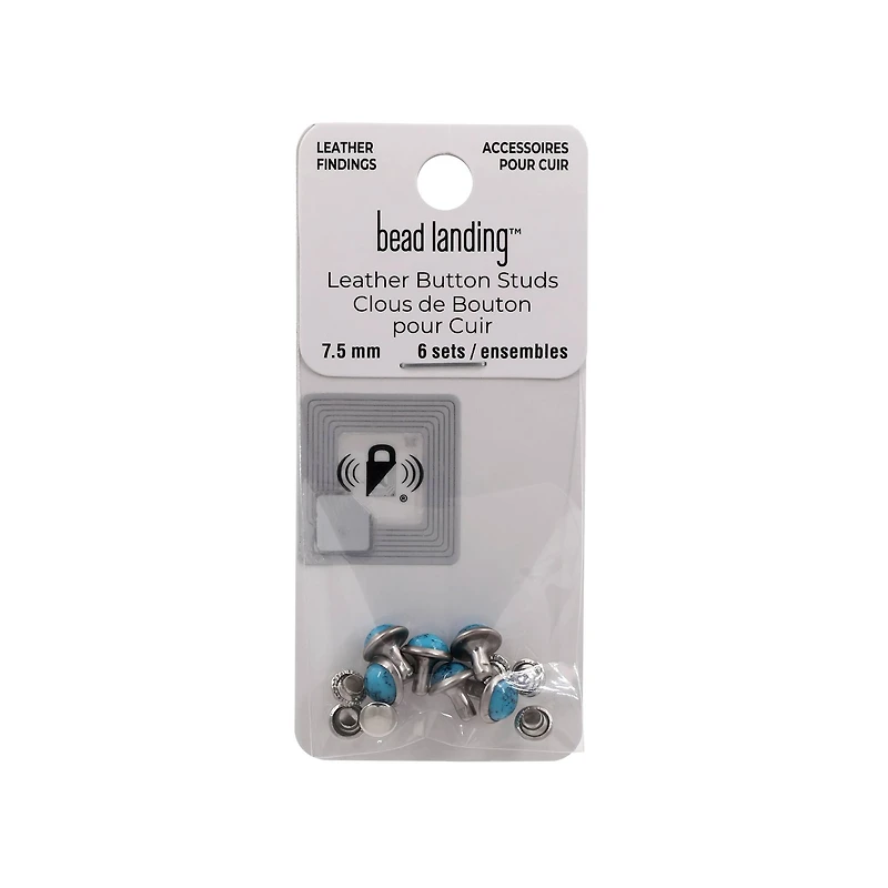 Turquoise Leather Button Studs, 6ct. by Bead Landing™