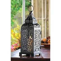13" Black Metal Moroccan Style Candle Lantern