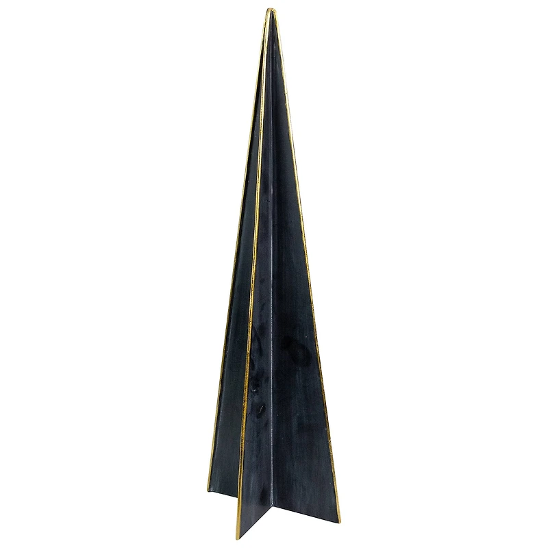 15" Blue & Gold Triangular Christmas Tree Tabletop Décor