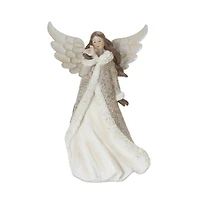 Winter Angel Figurine with Bird Accent Set