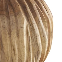 Brown Teak Wood Carved Textured Orbs Set