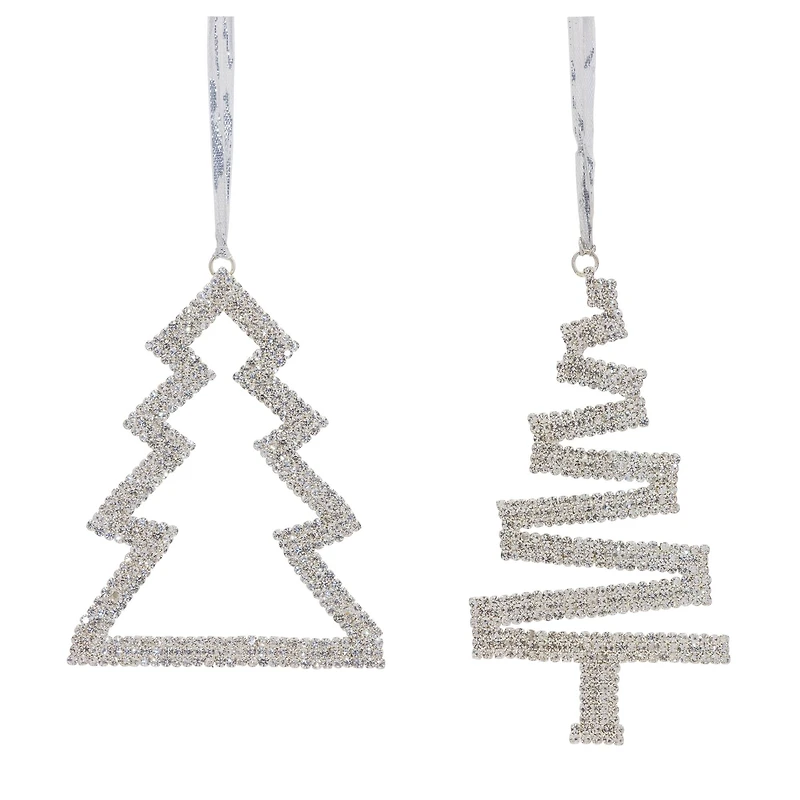 Iron & Glass Jewel Tree Ornament Set, 4.75" & 5.75"