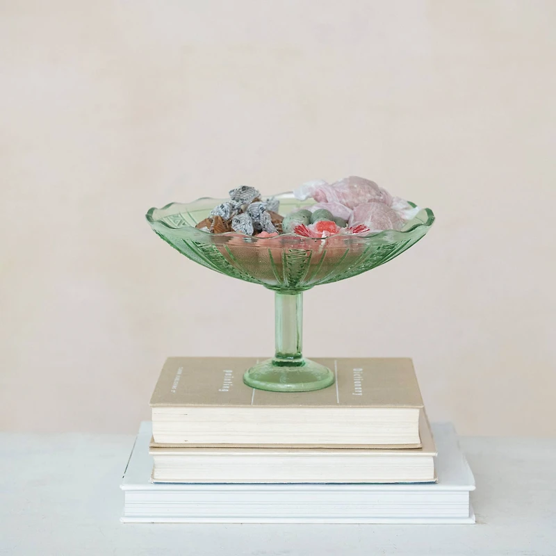 Hello Honey® 9" Emerald Green Elegance Glass Food Pedestal