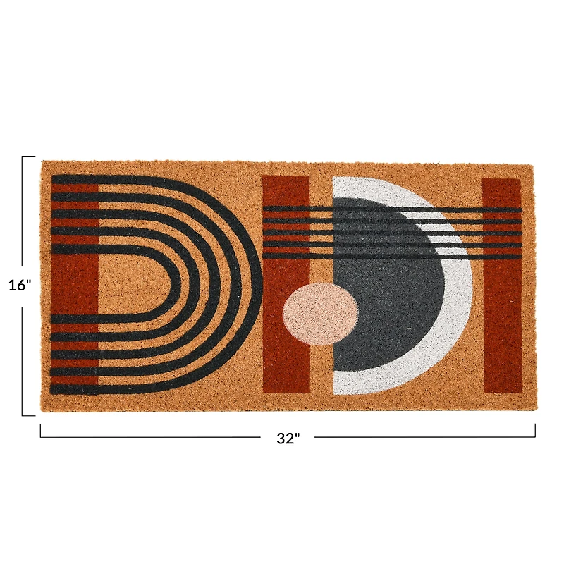 Hello Honey® Geometric Coir Doormat
