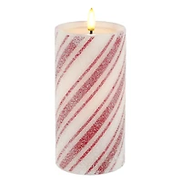 Red & White Stripes LED Wax Pillar Candle by Ashland