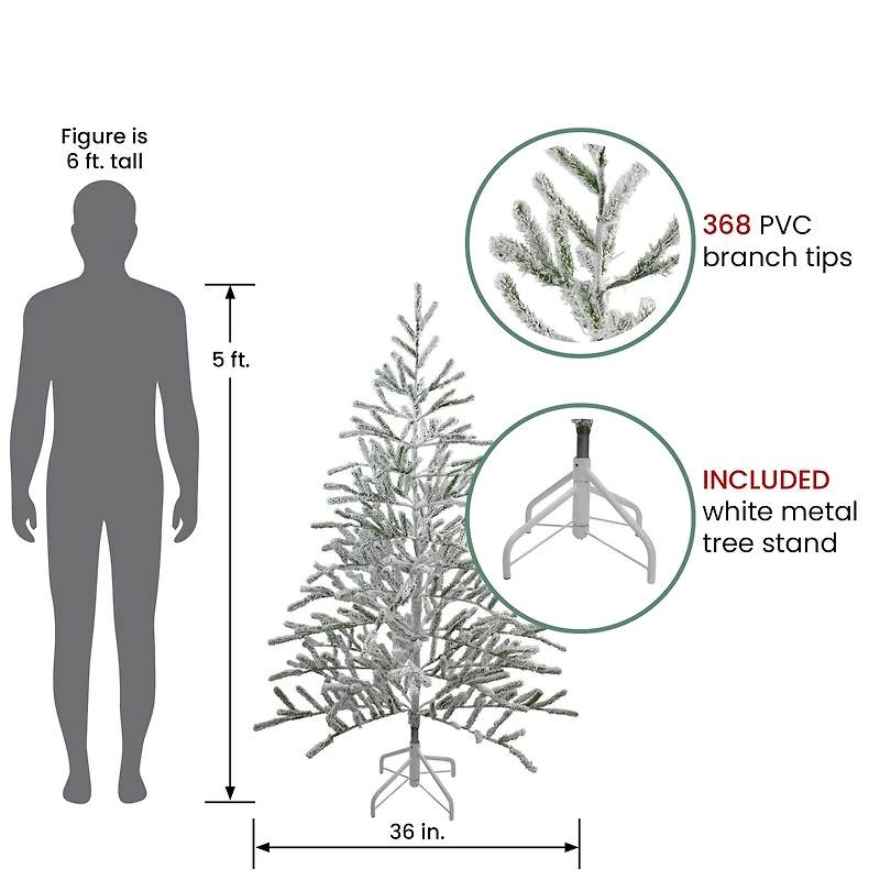 5ft. Unlit Flocked Alpine Twig Artificial Christmas Tree