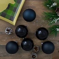 6ct. 3.25" 2-Finish Black Glass Ball Ornaments