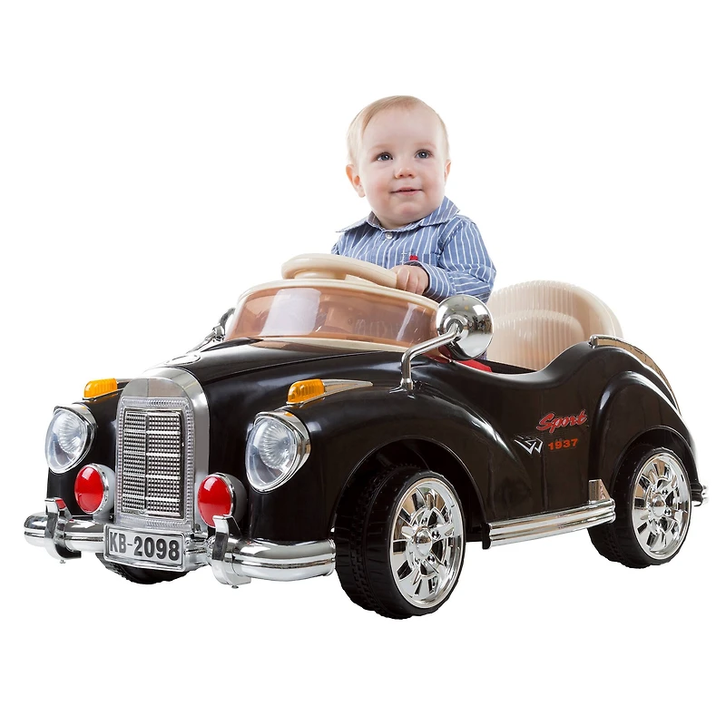 Toy Time Black Battery Powered Ride-On Classic Coupe Car
