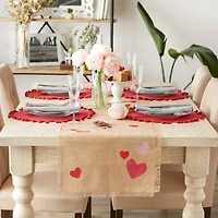DII® 74" Hearts Printed Jute Table Runner