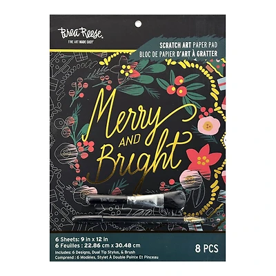 Brea Reese™ 9" x 12" Holiday Motif Scratch Art Paper Pad