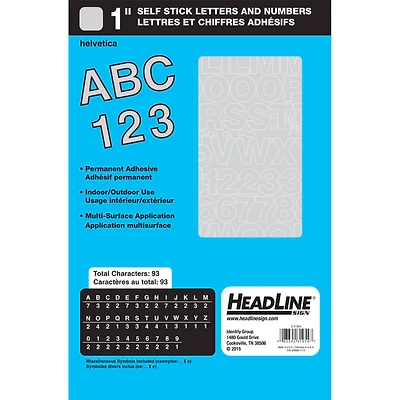 Headline Sign® Metallic Silver Helvetica Capital Letters Vinyl Stickers, 1''
