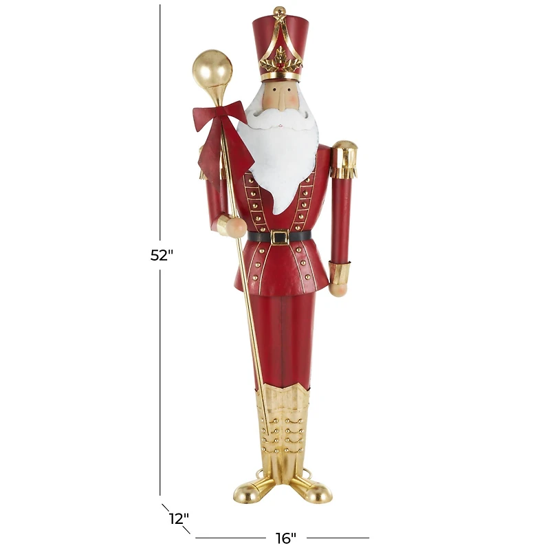 52" Red Metal Nutcracker Standing Sculpture