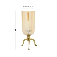 19" Gold Aluminum & Glass Traditional Candlestick Holder