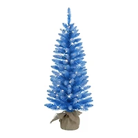 4ft. Pre-Lit Blue Artificial Tree in Burlap Sac, Clear Lights
